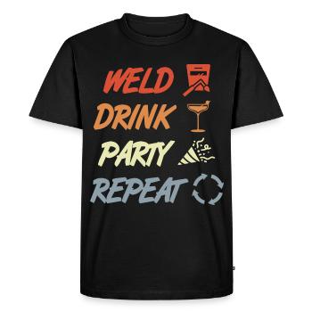 Weld Drink Party Repeat - Men's Premium Organic T-Shirt - black - Front - Nico (187cm)