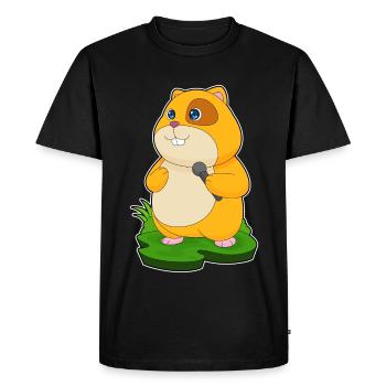 Chanteur de hamster Chant au micro - T-shirt Premium bio Homme - noir - Devant - Nico (187cm)