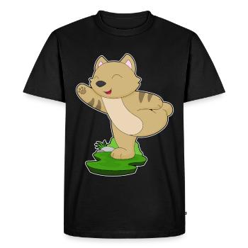Chat Yoga Fitness Gymnastique - T-shirt Premium bio Homme - noir - Devant - Nico (187cm)
