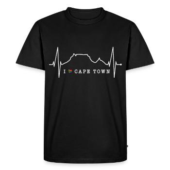 Cape Town Skyline Heartbeat Afrique du Sud Table Mountain - T-shirt Premium bio Homme - noir - Devant - Nico (187cm)