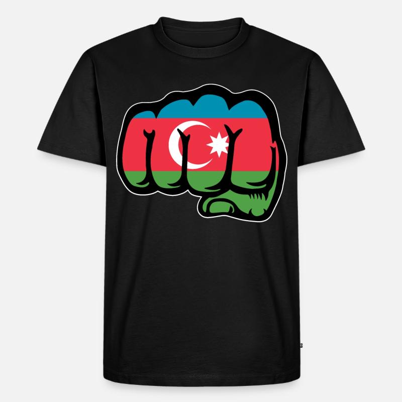 Aserbaidschan Flagge Faust Hand - Männer Premium Bio T-Shirt - Schwarz