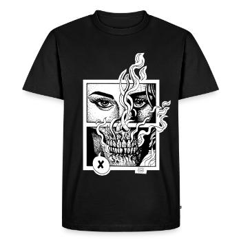 Fin de l’étranger - T-shirt Premium bio Homme - noir - Devant - Nico (187cm)