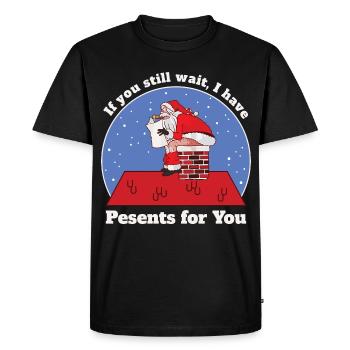 Père Noël drôle - T-shirt Premium bio Homme - noir - Devant - Nico (187cm)