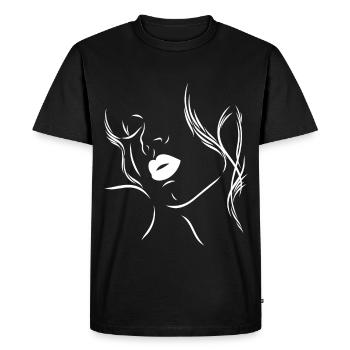 Silhouette féminine aux lèvres sensuelles - T-shirt Premium bio Homme - noir - Devant - Nico (187cm)