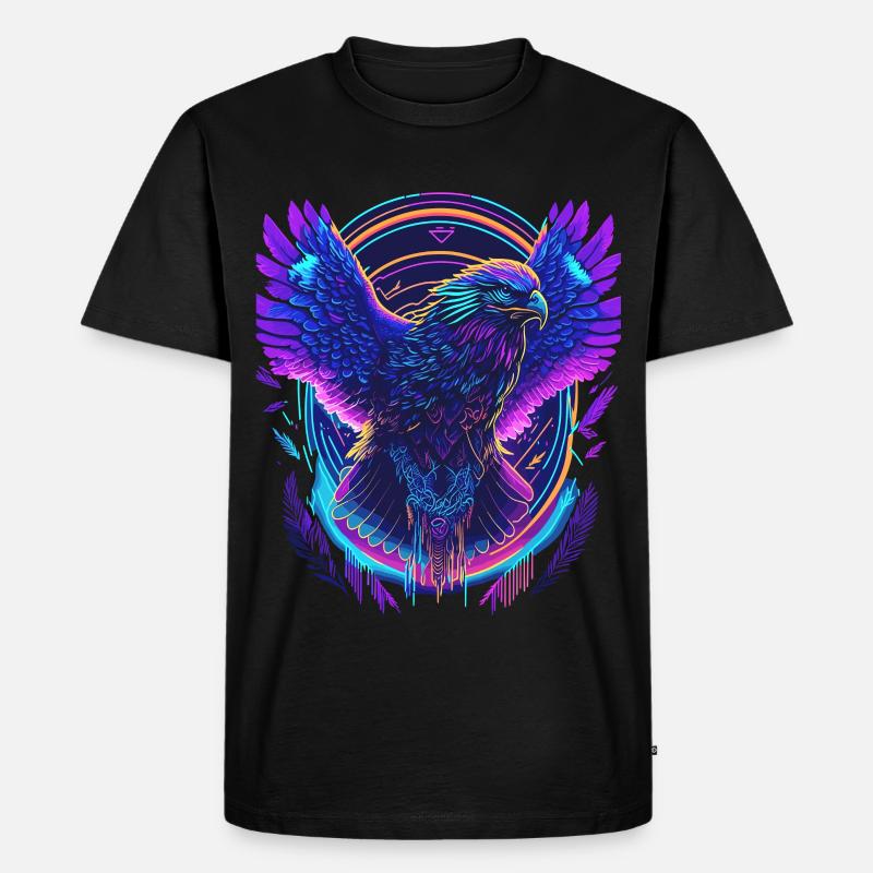 Fliegender Adler Synthwave - Männer Premium Bio T-Shirt - Schwarz