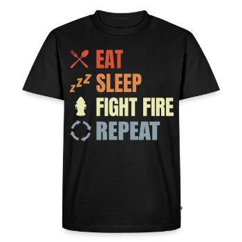 Eat Sleep Fight Fire Repeat - Men's Premium Organic T-Shirt - black - Front - Nico (187cm)