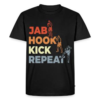 Jab Hook Kick Repeat - Men's Premium Organic T-Shirt - black - Front - Nico (187cm)