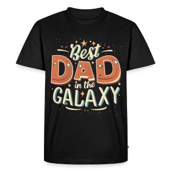 Meilleur papa de la galaxie - T-shirt Premium bio Homme - noir - Devant - Nico (187cm)