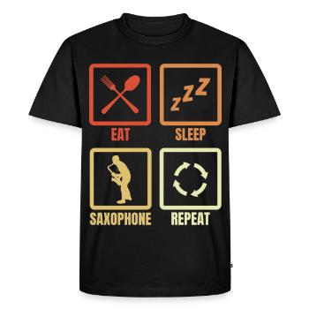 Eat Sleep Saxophone Repeat - Men's Premium Organic T-Shirt - black - Front - Nico (187cm)