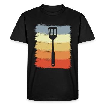 Cuillère en bois Vintage - T-shirt Premium bio Homme - noir - Devant - Nico (187cm)
