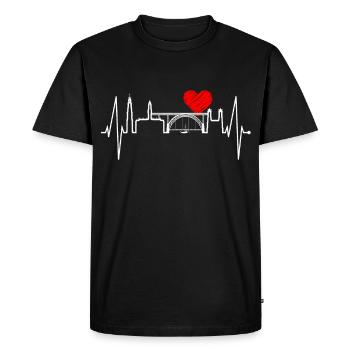 Porto Skyline Heartbeat Portugal Heart Love Porto - T-shirt Premium bio Homme - noir - Devant - Nico (187cm)