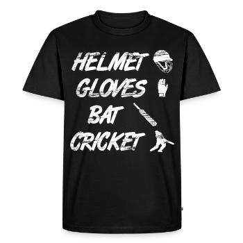 Helmet Gloves Bat Cricket - Men's Premium Organic T-Shirt - black - Front - Nico (187cm)