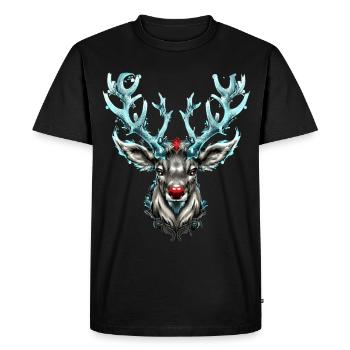 Nez rouge renne bois de cerf - T-shirt Premium bio Homme - noir - Devant - Nico (187cm)