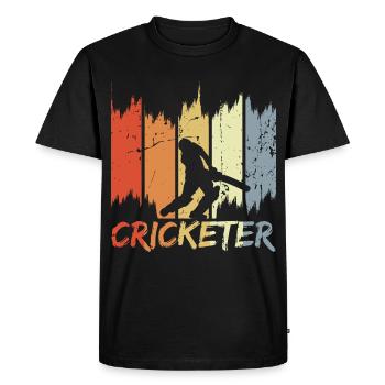Retro Cricketer - Men's Premium Organic T-Shirt - black - Front - Nico (187cm)