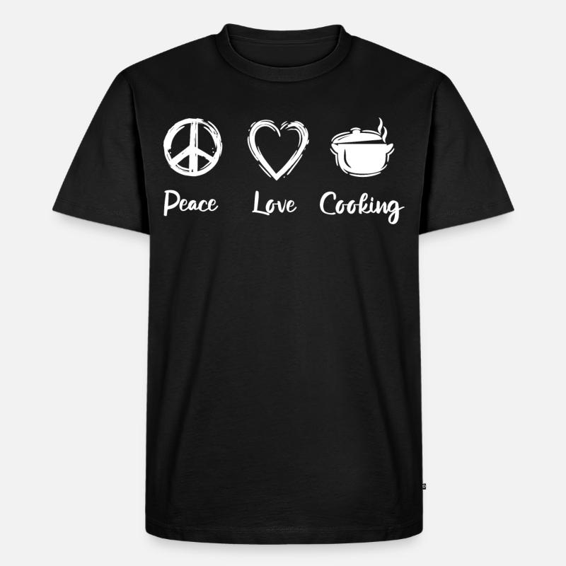 Frieden Liebe Kochen - Männer Premium Bio T-Shirt - Schwarz