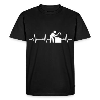 Butcher Heartbeat - Men's Premium Organic T-Shirt - black - Front - Nico (187cm)