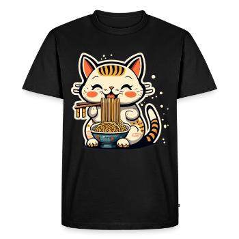 Chat ramen - T-shirt Premium bio Homme - noir - Devant - Nico (187cm)