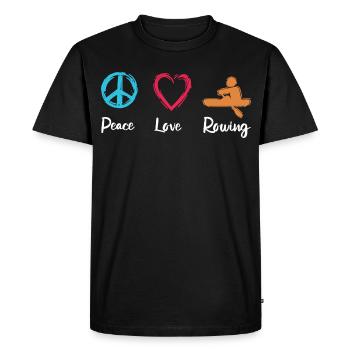 Paix, Amour, Aviron - T-shirt Premium bio Homme - noir - Devant - Nico (187cm)