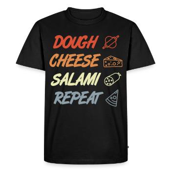 Drôle de dicton de pizza - T-shirt Premium bio Homme - noir - Devant - Nico (187cm)
