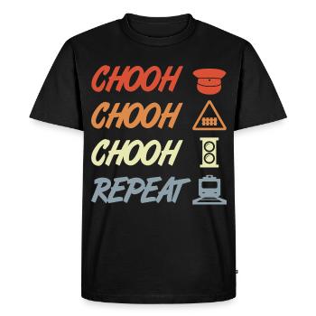 Blague sur les chemins de fer - T-shirt Premium bio Homme - noir - Devant - Nico (187cm)