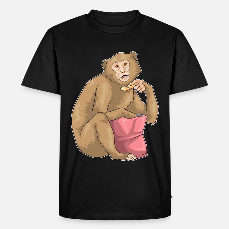 Affe Chips Chipstüte - Männer Premium Bio T-Shirt - Schwarz