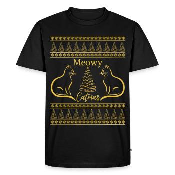 Meowy Catmas Noël Amoureux des Chats Ambiance Noël - T-shirt Premium bio Homme - noir - Devant - Nico (187cm)
