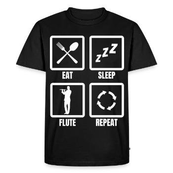 Manger Sommeil Flûte Répéter - T-shirt Premium bio Homme - noir - Devant - Nico (187cm)