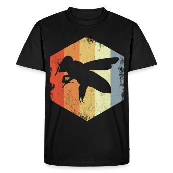 Dessin d’abeille mellifère Vintage - T-shirt Premium bio Homme - noir - Devant - Nico (187cm)