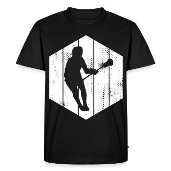 Dessin de joueur de crosse - T-shirt Premium bio Homme - noir - Devant - Nico (187cm)