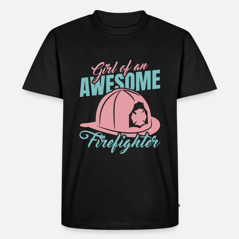 Mädchen eines tollen Feuerwehrmannes - Männer Premium Bio T-Shirt - Schwarz