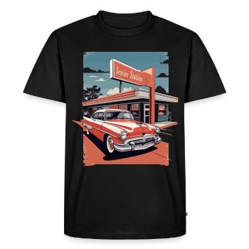 Voitures de collection 1950 - T-shirt Premium bio Homme - noir - Devant - Nico (187cm)