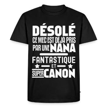 Ce Mec Est déjà pris par une nana fantastique - T-shirt Premium bio Homme - noir - Devant - Nico (187cm)