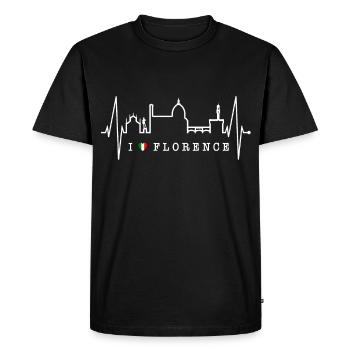 Florence Skyline Italie Heartbeat I Love Firenze - T-shirt Premium bio Homme - noir - Devant - Nico (187cm)