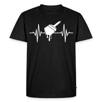 Pinceau de peintre ligne coeur - T-shirt Premium bio Homme - noir - Devant - Nico (187cm)