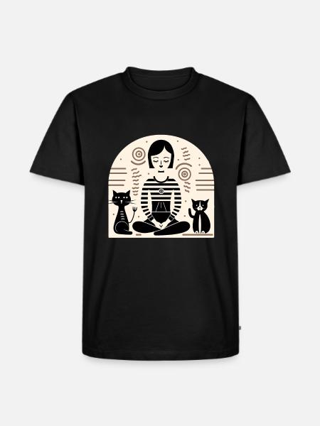 Yoga avec les chats - T-shirt Premium bio Homme - noir