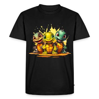 Baby turtles squad - Men's Premium Organic T-Shirt - black - Front - Nico (187cm)