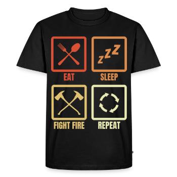Eat Sleep Fight Fire - Men's Premium Organic T-Shirt - black - Front - Nico (187cm)