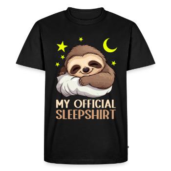 Sleep Mode: Cuddly Sloth with Pillow - Men's Premium Organic T-Shirt - black - Front - Nico (187cm)