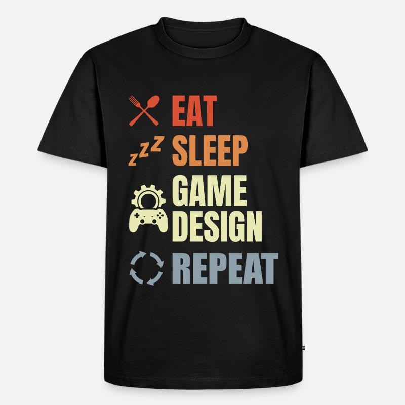 Eat Sleep Game Design Repeat - Männer Premium Bio T-Shirt - Schwarz