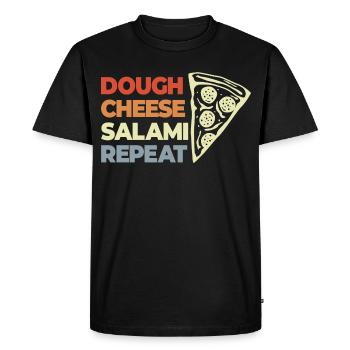 Drôle de dicton de pizza - T-shirt Premium bio Homme - noir - Devant - Nico (187cm)