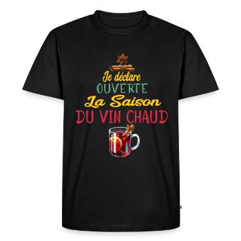 Ouverture Vin Chaud Saison - T-shirt Premium bio Homme - noir - Devant - Nico (187cm)