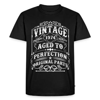 Vintage 1974 Man Myth Legend 49th Birthday - T-shirt Premium bio Homme - noir - Devant - Nico (187cm)