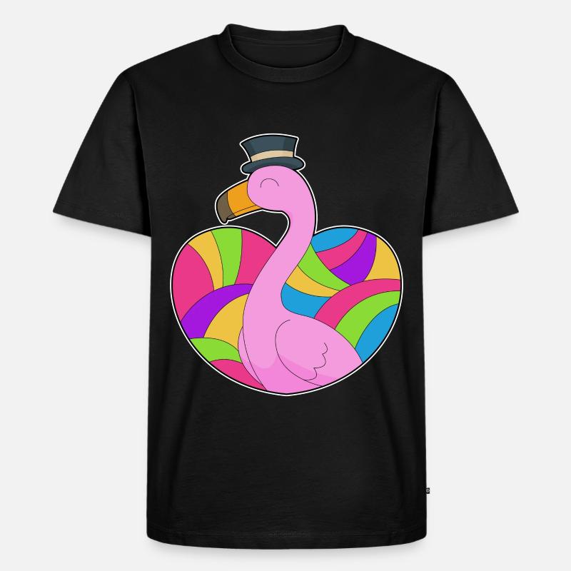 Flamingo Herz - Männer Premium Bio T-Shirt - Schwarz