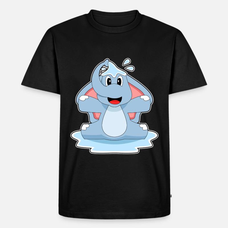 Elefant Planschen Wasser - Männer Premium Bio T-Shirt - Schwarz