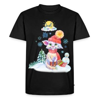Design fantaisiste des félins d’hiver - T-shirt Premium bio Homme - noir - Devant - Nico (187cm)