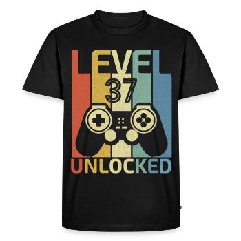 Level 37 Unlocked Funny Video Gamer 37Th Birthday - Men's Premium Organic T-Shirt - black - Front - Nico (187cm)