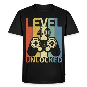 Level 40 Unlocked Funny Video Gamer 40Th Birthday - Men's Premium Organic T-Shirt - black - Front - Nico (187cm)