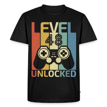 Level 48 Unlocked Funny Video Gamer 48Th Birthday - Men's Premium Organic T-Shirt - black - Front - Nico (187cm)