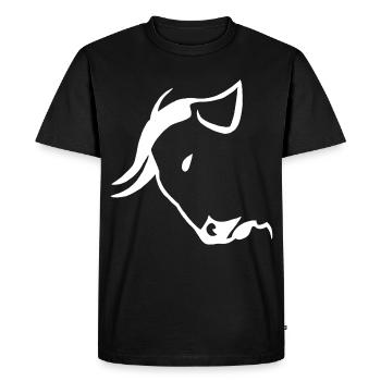 White Bull's Head - Men's Premium Organic T-Shirt - black - Front - Nico (187cm)