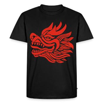Chinese Dragon Head (Red) - Men's Premium Organic T-Shirt - black - Front - Nico (187cm)